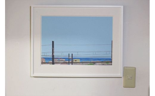 【深くて長い呼吸】小説付き　直筆サイン入り　額付きジークレープリント　小田原にある景色　心象風景　片田舎の風景　子供の頃に見た風景　海　空　山 142069_FU011