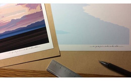 【未来のために】小説付き　直筆サイン入り　額付きジークレープリント　小田原にある景色　心象風景　片田舎の風景　子供の頃に見た風景　海　空　山 142069_FU013