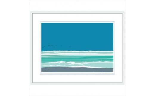 【水平線と空腹の意味】小説付き　直筆サイン入り　額付きジークレープリント　小田原にある景色　心象風景　片田舎の風景　子供の頃に見た風景　海　空　山 142069_FU014