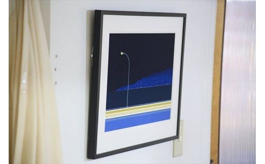 【幸福の孤独と、夜の瞼】小説付き　直筆サイン入り　額付きジークレープリント　小田原にある景色　心象風景　片田舎の風景　子供の頃に見た風景　海　空　山 142069_FU017