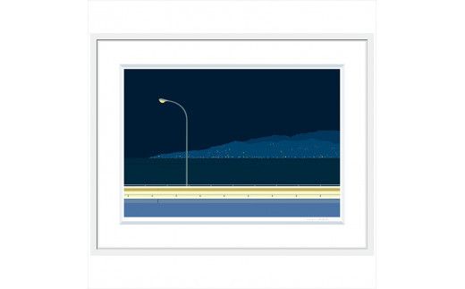 【幸福の孤独と、夜の瞼】小説付き　直筆サイン入り　額付きジークレープリント　小田原にある景色　心象風景　片田舎の風景　子供の頃に見た風景　海　空　山 142069_FU017