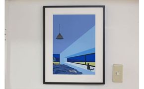 【私の好きな人、夜】小説付き　直筆サイン入り　額付きジークレープリント　小田原にある景色　心象風景　片田舎の風景　子供の頃に見た風景　海　空　山 142069_FU019