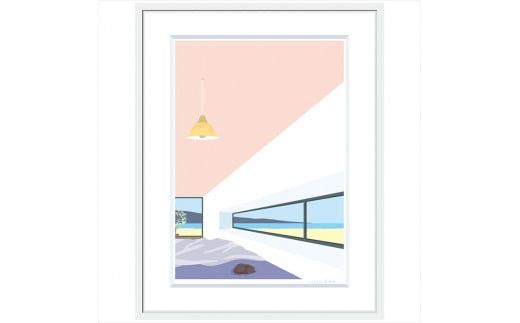 【私の好きな人、昼】小説付き　直筆サイン入り　額付きジークレープリント　小田原にある景色　心象風景　片田舎の風景　子供の頃に見た風景　海　空　山 142069_FU020