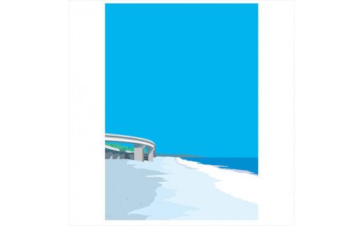 【寝転がってみた風景】直筆サイン入り　額付きジークレープリント　小田原にある景色　心象風景　片田舎の風景　子供の頃に見た風景　海　空　山 142069_FU024