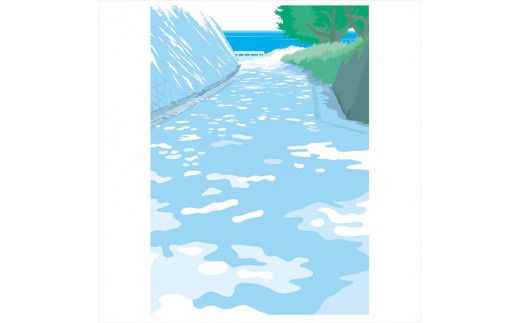 【７回目の夏】直筆サイン入り　額付きジークレープリント　小田原にある景色　心象風景　片田舎の風景　子供の頃に見た風景　海　空　山 142069_FU025