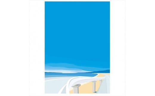 【明日会いに行く】直筆サイン入り　額付きジークレープリント　小田原にある景色　心象風景　片田舎の風景　子供の頃に見た風景　海　空　山 142069_FU039