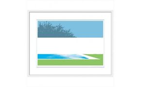 【彼女の背中】直筆サイン入り　額付きジークレープリント　小田原にある景色　心象風景　片田舎の風景　子供の頃に見た風景　海　空　山 142069_FU044