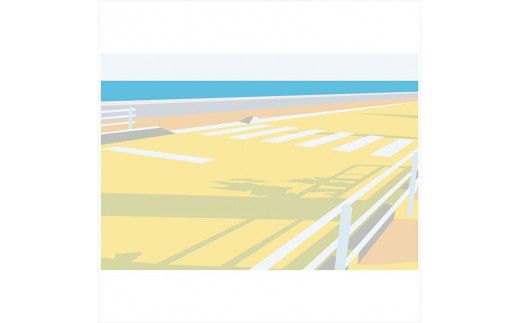 【交差点で君を】直筆サイン入り　額付きジークレープリント　小田原にある景色　心象風景　片田舎の風景　子供の頃に見た風景　海　空　山 142069_FU046