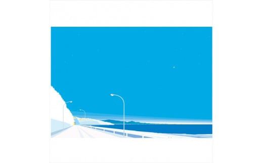 【瞬き】直筆サイン入り　額付きジークレープリント　小田原にある景色　心象風景　片田舎の風景　子供の頃に見た風景　海　空　山 142069_FU056