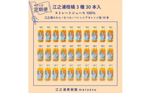 【定期便（2カ月ごと全6回）】 小田原産江之浦みかんジュース３種のみくらべ３０本セット うんしゅう・なつみ・バレンシアオレンジ１００％ストレートジュース１８０ml各１０本合計３０本 142069_GJ109