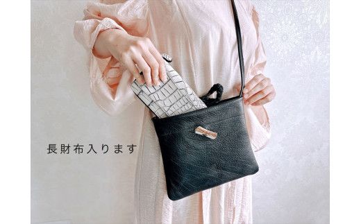 鹿の角ボタンのサコッシュ(ブラック)【 神奈川県 小田原市 】 142069_GN001