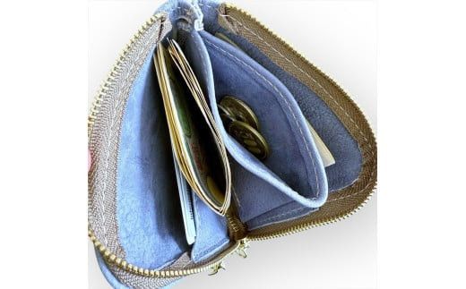 鹿革L字財布ミニ　ブルーグレー【 財布 神奈川県 小田原市 】 142069_GN011