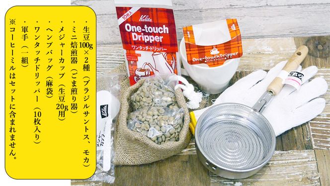コーヒー 自家焙煎 セット コーヒー豆 200ｇ 2種 × 100ｇ コーヒー ブレンド 生豆 焙煎 初心者 お手軽 ［BN007us］
