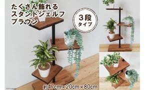 たくさん飾れるスタンドシェルフ 3段タイプ ブラウン(天然木／完成品)｜新星金属製作所 大阪府 守口市 [0401]