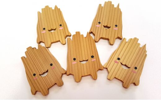 トリック箸置き「はしミラ」５個セット　ゆるキャラ かわいい 木製 はしおき 手作り工房ヤマセン