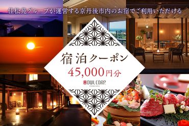 宿泊クーポン45,000円分 OW00010 佳松苑グループが運営する京丹後市内のお宿でご利用いただけます。旅 ギフト 夕日ヶ浦温泉 天橋立 城崎温泉 伊根 も近い 海の 京都旅行 カニ旅行 カニ旅 カニ 温泉 海水浴