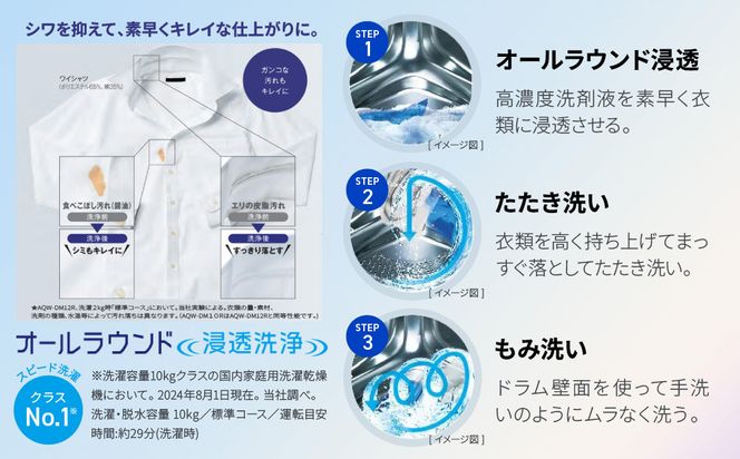 【AQUA】省エネ大賞受賞！ ドラム式洗濯乾燥機 まっ直ぐドラム 洗濯10kg 乾燥5kg AQW-DM10R-L (左開き) 台無し［ 京都 アクア 洗濯機 ドラム式 人気 おすすめ 薄型 ヒートポンプ乾燥 除菌 消臭 家電 お取り寄せ 通販 送料無料 ふるさと納税 ］ 261009_A-XY003VC02