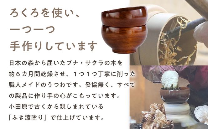 漆めいぼく椀 中 ２樹種セット(ブナ・サクラ)【めいぼく椀11.5φ×6.8cm 手作り ふき漆塗り 国産天然木 おしゃれ プレゼント 記念 お祝い お椀 漆 2客セット ペア 夫婦 神奈川県 小田原市 】 142069_AR012