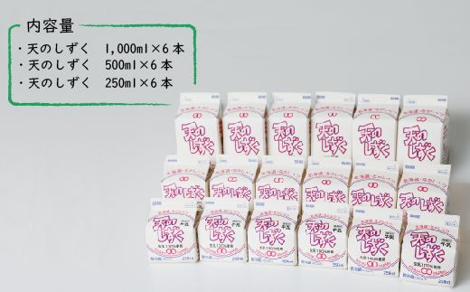 天のしずく　詰め合わせセットＢ(1000ml×6本・500ml×6本・250ml×6本,合計10.5L)　【51002】