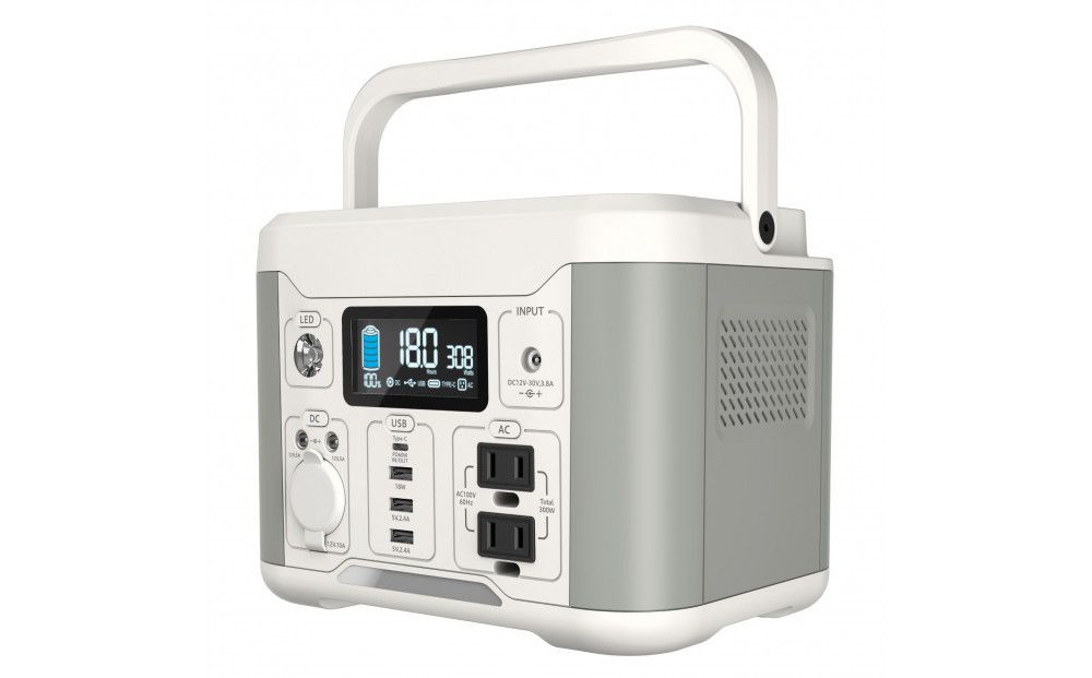 ポータブル電源300W/288Wh/80000mAh(3.6V換算)大容量リチウムイオンバッテリー ホワイトとグレーのツートンカラー 141305_GD003VC02