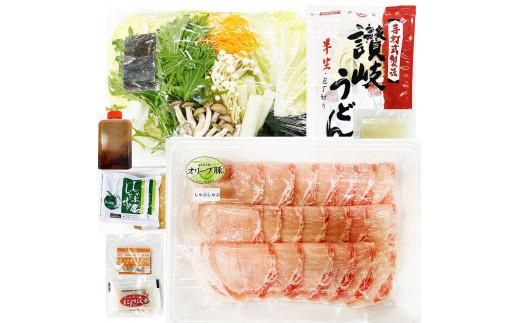 しゃぶまる特製 オリーブ豚 ロース しゃぶしゃぶ 2人前 野菜セット & 〆の讃岐うどん付き 372013_CN034