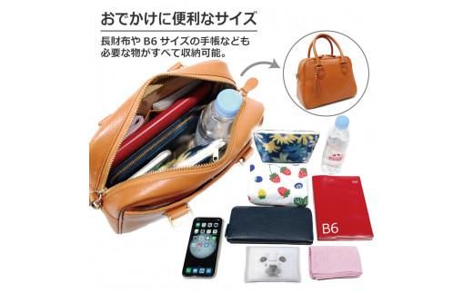 オリーブレザー　２WAYミニボストンバッグ  キャメル 372013_EN004VC01