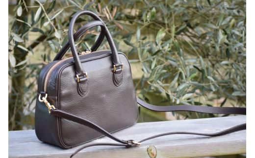 オリーブレザー　２WAYミニボストンバッグ  チョコ 372013_EN004VC02