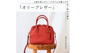 オリーブレザー　２WAYミニボストンバッグ  レッド 372013_EN004VC03