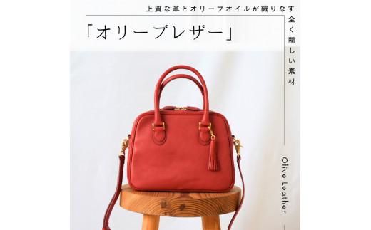 オリーブレザー　２WAYミニボストンバッグ  レッド 372013_EN004VC03