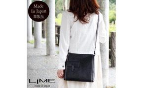 LIME（ライム）　ヌメ革スクエア型ショルダーバッグ　ブラック 372013_EN012VC01