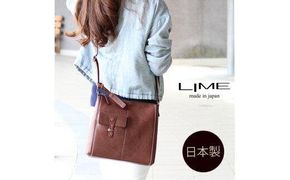 LIME（ライム）　ヌメ革スクエア型ショルダーバッグ　チョコ 372013_EN012VC02