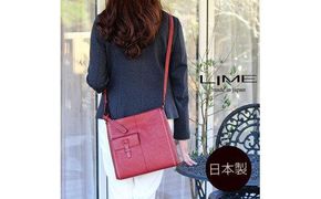 LIME（ライム）　ヌメ革スクエア型ショルダーバッグ　ワイン 372013_EN012VC04