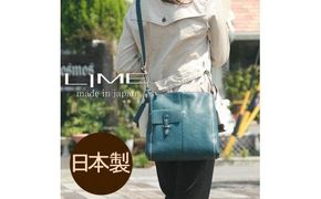 LIME（ライム）　ヌメ革スクエア型ショルダーバッグ　ブルー 372013_EN012VC05
