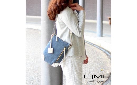 LIME(ライム）　デニムレザー　縦ショルダーバッグ　アイボリー 372013_EN018VC01