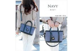 LIME(ライム）　デニムレザー　2wayハンドバッグ　ネイビー 372013_EN021VC03