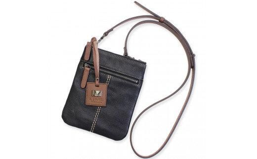 LIME（ライム）　ヌメ革ミニショルダーバッグ　ブラック 372013_EN022VC01