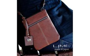 LIME（ライム）　ヌメ革ミニショルダーバッグ　チョコ 372013_EN022VC02