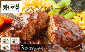 オリーブ牛　ハンバーグ3袋(100g×6枚)セット 372013_HM069