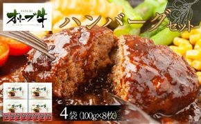 オリーブ牛　ハンバーグ4袋(100g×8枚)セット 372013_HM071