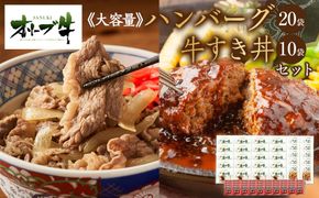 ≪大容量≫オリーブ牛　ハンバーグ20袋・牛すき丼10袋セット 372013_HM083