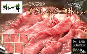 奇数月発送≪6ヶ月定期便・大容量≫オリーブ牛すきしゃぶ三昧大満足セット　2200g×6回 372013_HM167