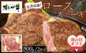 【母の日ギフト】《生活応援》オリーブ牛ロースステーキ　500g(2枚入り) 372013_HM220