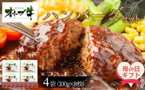 【母の日ギフト】オリーブ牛　ハンバーグ4袋(100g×8枚)セット 372013_HM227