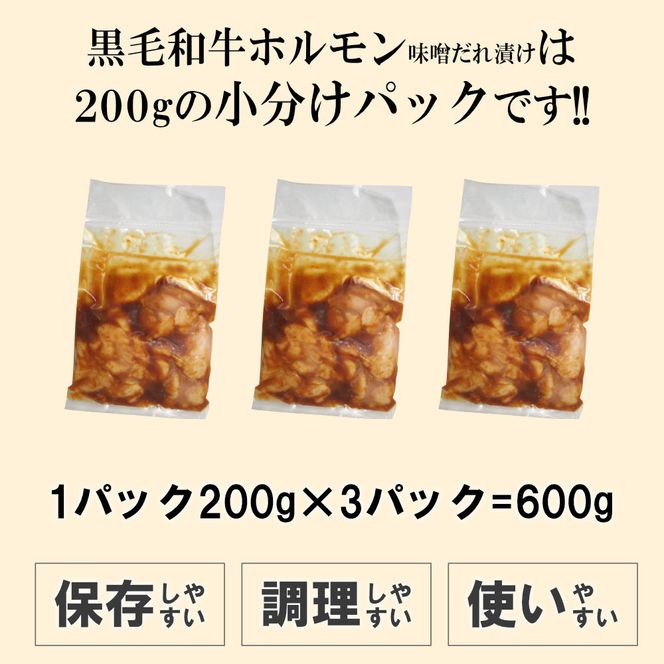 黒毛和牛ホルモン味噌だれ漬け600g（200g×3） 372013_KA004