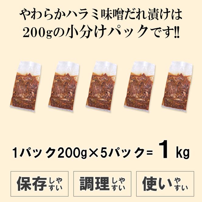 やわらかハラミ味噌だれ漬け1kg（200ｇ×5） 372013_KA009