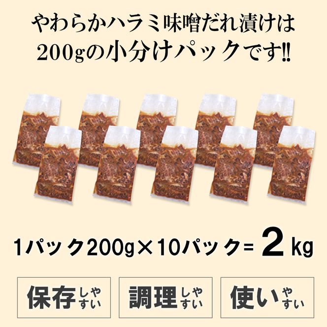 やわらかハラミ味噌だれ漬け2kg（200ｇ×10） 372013_KA011
