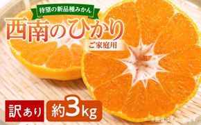 【訳あり 】待望の新品種みかん　西南のひかり　ご家庭用　約3kg【2025-12月上旬～2026-1月上旬配送】 372013_T006-255J