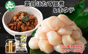 3082. 雲丹ほたて佃煮 100g ホタテ 500g 小分け 雲丹 ウニ うに 帆立 ホタテ ほたて 佃煮 つくだ煮 瓶詰 ご飯のお供 おつまみ 海鮮 送料無料 北海道 弟子屈町