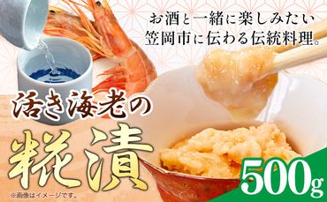 笠岡名物 活き海老の糀漬け 500g《45日以内に出荷予定(土日祝除く)》岡山県 笠岡市 お酒 おつまみ 海老 ご飯のお供 [B-166]