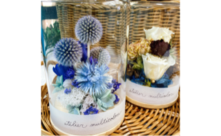 GQ001　ガラスボトルフラワー　ブルー